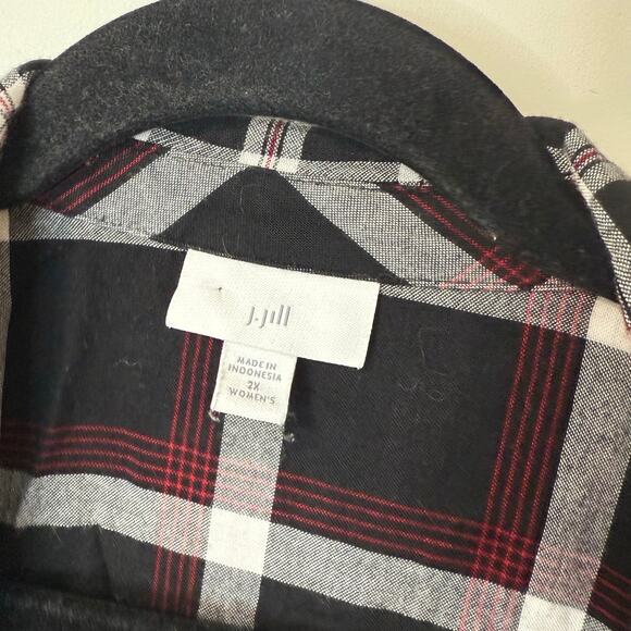 J. Jill Women's Tunic Top Shirt Dress Plaid Button Down LS Black Red Plus 2X - Picture 5 of 10